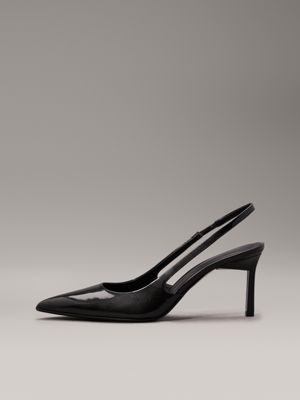 black leather slingback pumps for women calvin klein