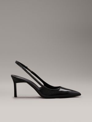 black leather slingback pumps for women calvin klein