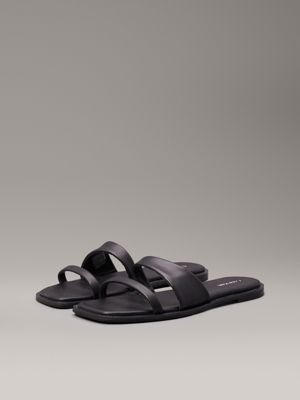 black leather sandals for women calvin klein