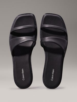 black leather sandals for women calvin klein