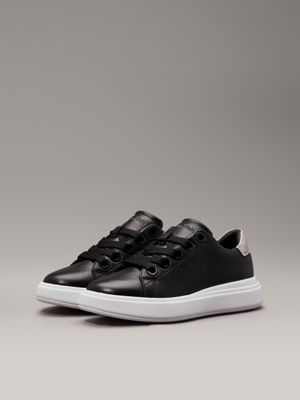black/sand pebble leren sneakers voor dames - calvin klein