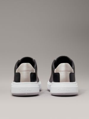 black/sand pebble leren sneakers voor dames - calvin klein