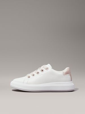 white/crystal grey leather trainers for women calvin klein