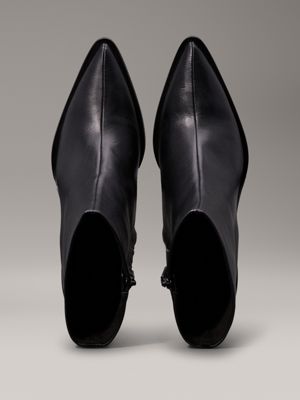 black leather heeled ankle boots for women calvin klein