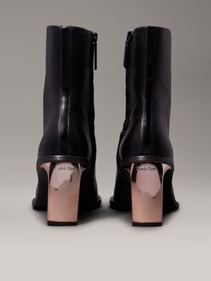 black leather heeled ankle boots for women calvin klein