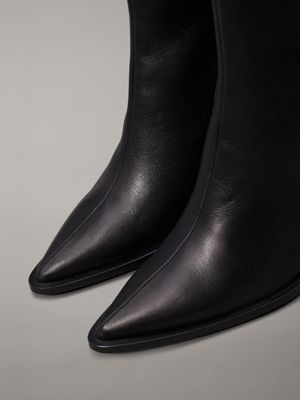 black leather heeled ankle boots for women calvin klein