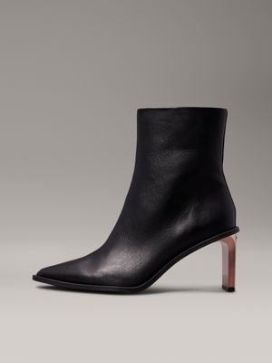 black leather heeled ankle boots for women calvin klein