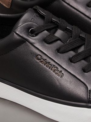 black/metal bronze leather trainers for women calvin klein