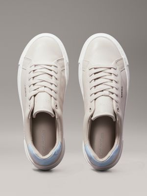 sand pebble/resort blue leather platform trainers for women calvin klein