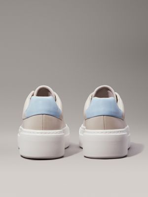 sand pebble/resort blue leather platform trainers for women calvin klein