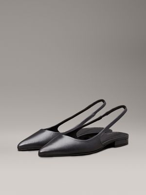 black leather slingback ballerinas for women calvin klein