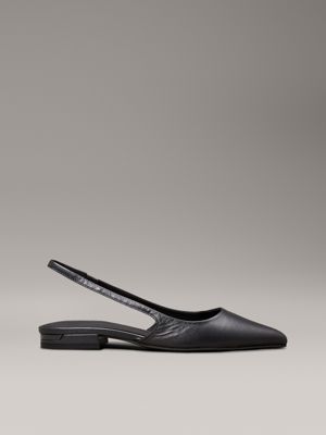 black leather slingback ballerinas for women calvin klein