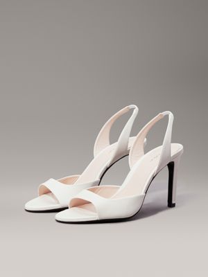 off white leather stiletto sandals for women calvin klein