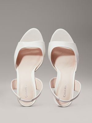 off white leather stiletto sandals for women calvin klein