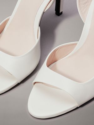 off white leather stiletto sandals for women calvin klein