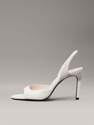 off white leather stiletto sandals for women calvin klein