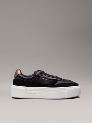 black leather platform trainers for women calvin klein