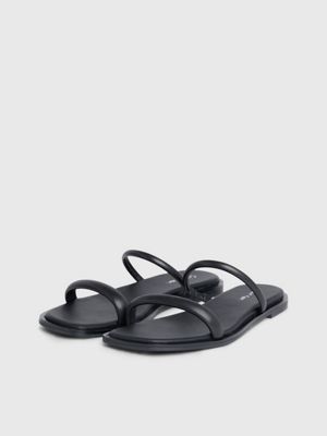 ck black leather sandals for women calvin klein