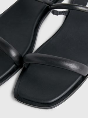 ck black leather sandals for women calvin klein