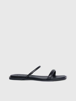 Leather flip flops Calvin Klein Black size 7.5 US in Leather - 30855744