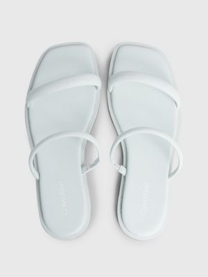 milky green leather sandals for women calvin klein