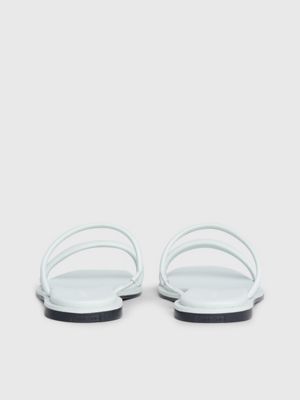 milky green leather sandals for women calvin klein