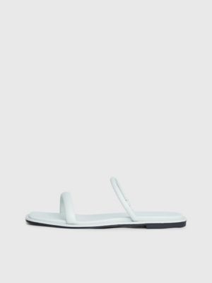 milky green leather sandals for women calvin klein