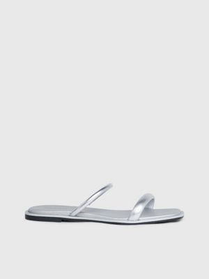 Calvin Klein Women's Dylan Heeled Sandal Silver Size 5.5 M