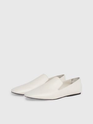 dk ecru leather loafers for women calvin klein