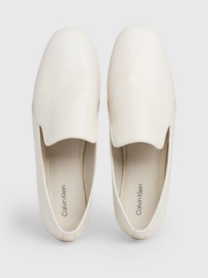 dk ecru leather loafers for women calvin klein