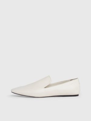 dk ecru leather loafers for women calvin klein