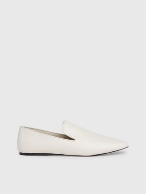 beige loafers aus leder für damen - calvin klein