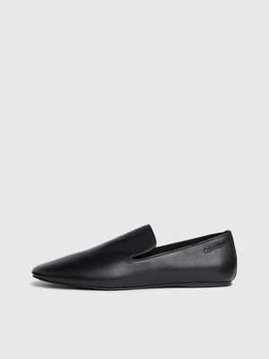 black leather loafers for women calvin klein