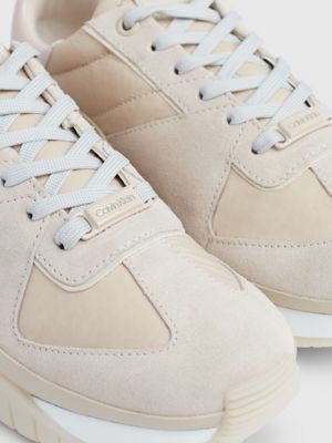 stony beige leather trainers for women calvin klein