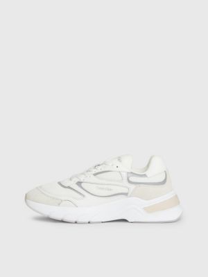 white/silver trainers for women calvin klein