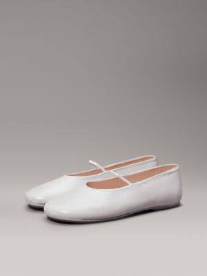 sand pebble pearlised leather ballerinas for women calvin klein