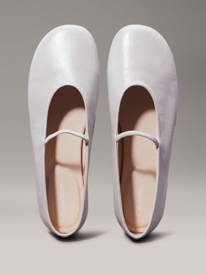 sand pebble pearlised leather ballerinas for women calvin klein