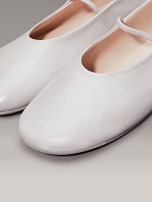 sand pebble pearlised leather ballerinas for women calvin klein