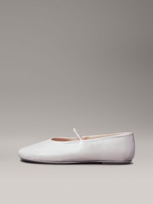 sand pebble pearlised leather ballerinas for women calvin klein