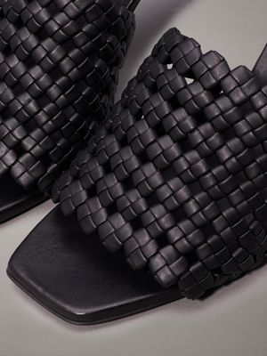 black woven heeled sandals for women calvin klein