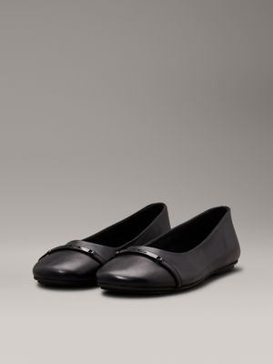 black leather ballerinas for women calvin klein