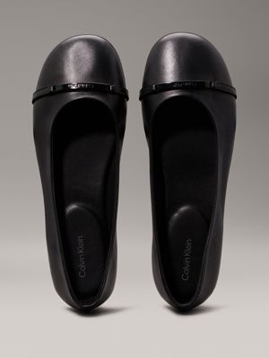 black leather ballerinas for women calvin klein