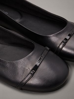 black leather ballerinas for women calvin klein