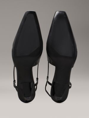 ck black leather square toe slingback pumps for women calvin klein