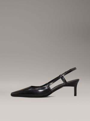 ck black leather square toe slingback pumps for women calvin klein