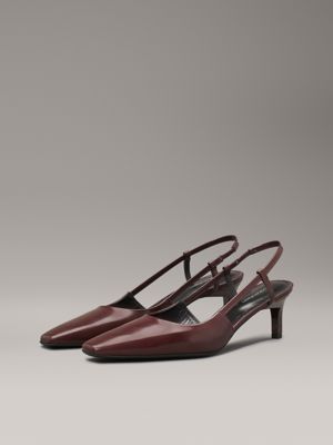 oxblood leather square toe slingback pumps for women calvin klein