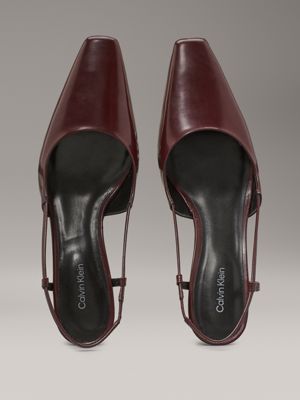 oxblood leather square toe slingback pumps for women calvin klein