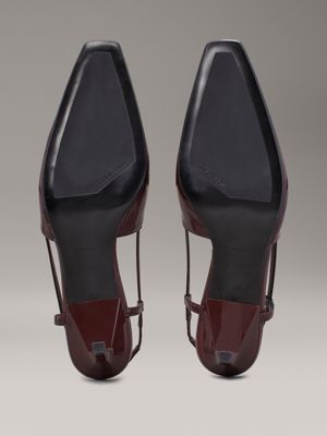 oxblood leather square toe slingback pumps for women calvin klein