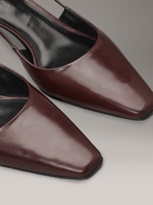 oxblood leather square toe slingback pumps for women calvin klein