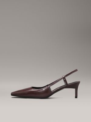 oxblood leather square toe slingback pumps for women calvin klein